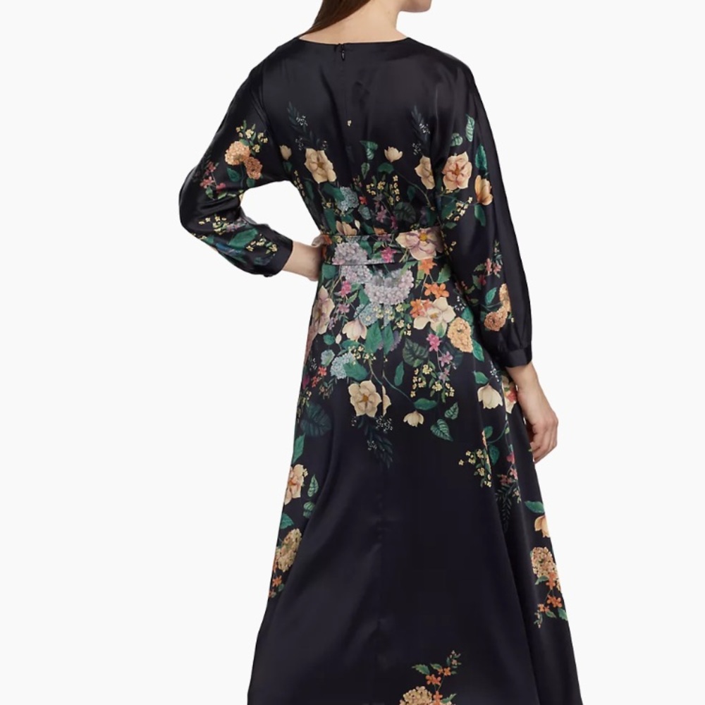 👗👗Teri Jon Floral Dress Size 10 Long Sleeve Black Multicolor - Picture 5 of 10